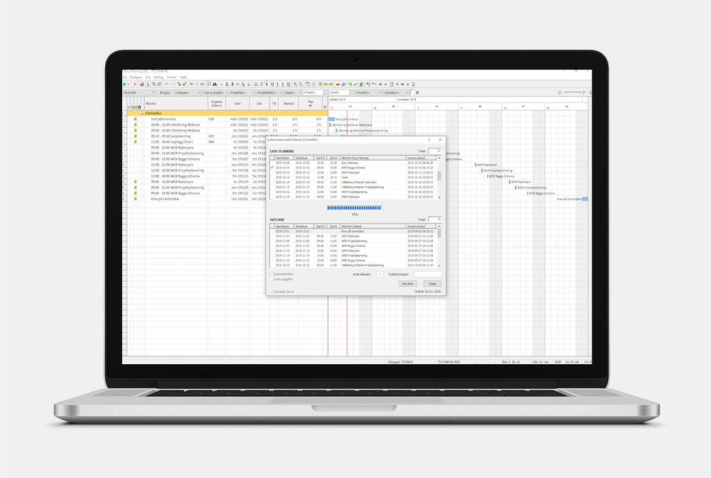 Syncmaster uppdaterar åt båda hållen mellan planeringen och Outlook